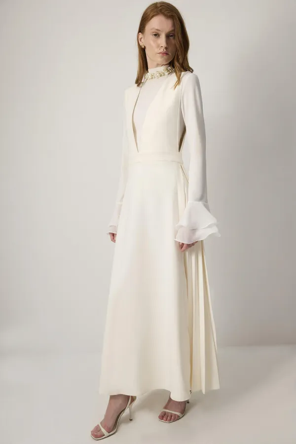 GILET EN CRÊPE PLISSÉ