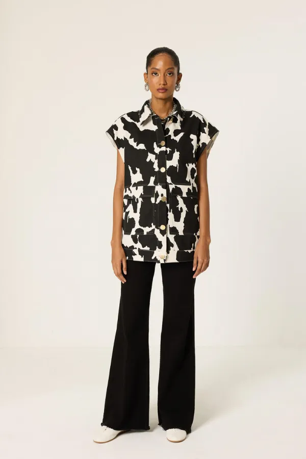 GILET EN GABARDINE À MOTIFS