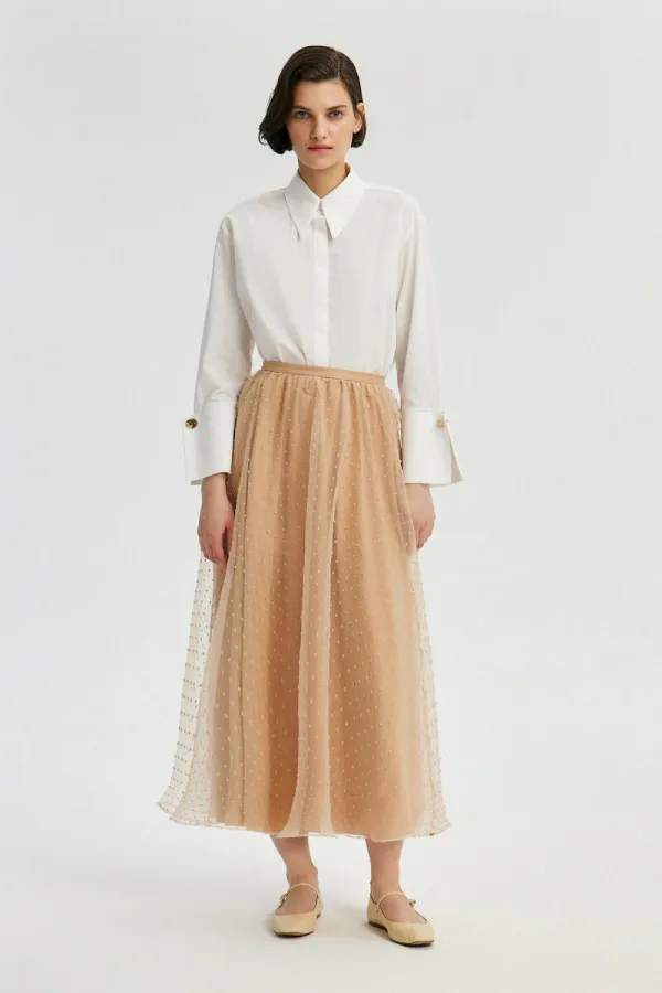 POLKA DOT ORGANZA FLARED SKIRT POLKA DOT ORGANZA FLARED SKIRT