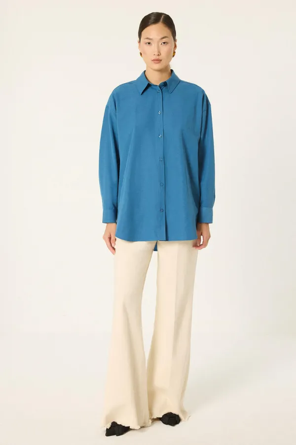 OVERSIZE FİT POPLİN GÖMLEK