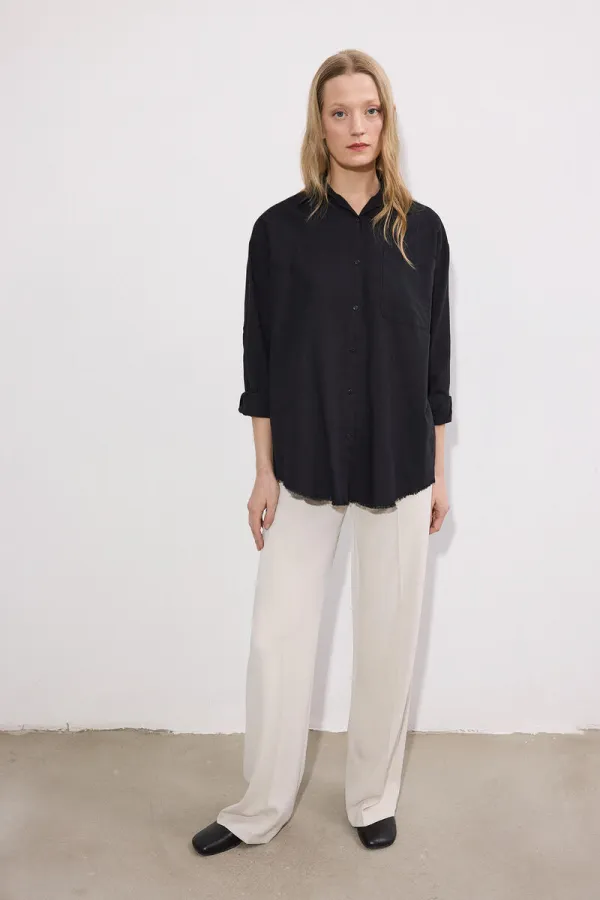 ETEK UCU PÜSKÜLLÜ POPLİN GÖMLEK