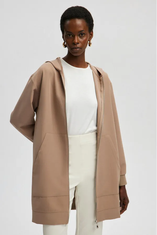 THIN CREPE JACKET WITH ZIPPER THIN CREPE JACKET WITH ZIPPER
