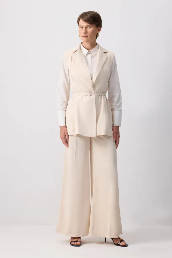 PİLELİ KRUVAZE YELEK PANTOLON TAKIM