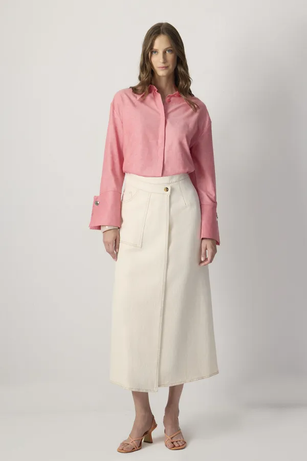 JUPE EN JEAN NATUREL PORTE-CŒUR