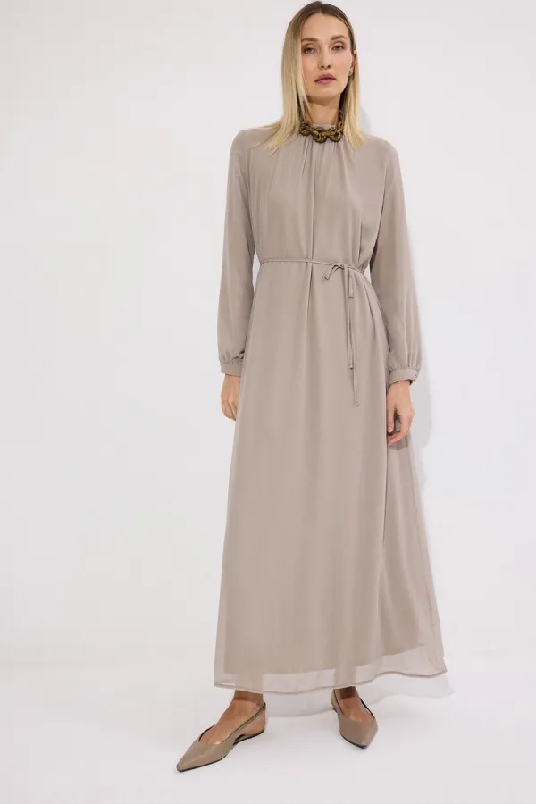 STAND-NECK CHIFFON DRESS STAND-NECK CHIFFON DRESS
