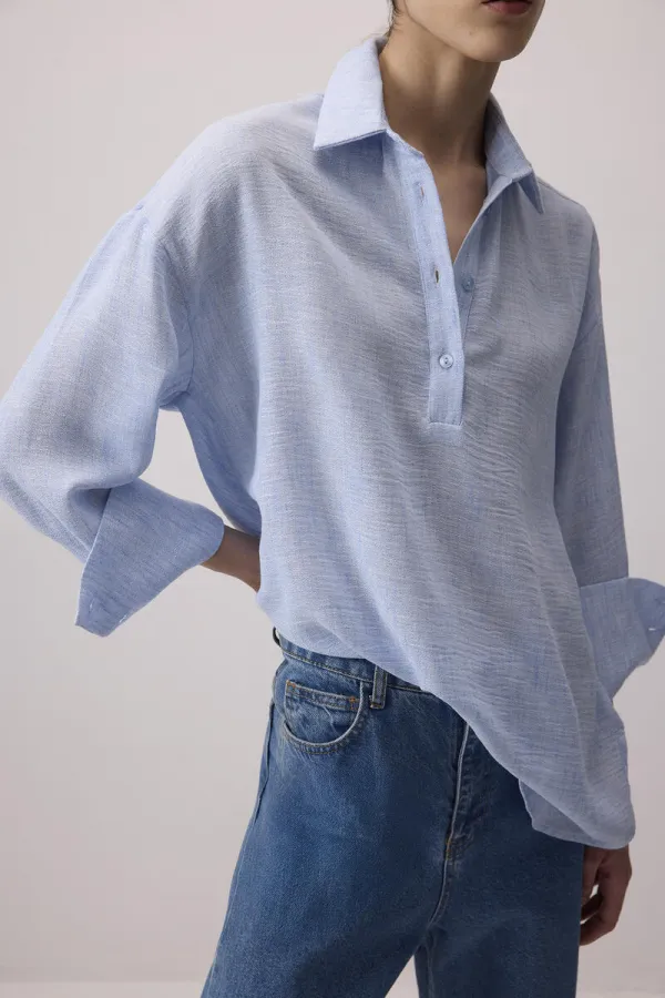 Tunique mélangée à col chemise