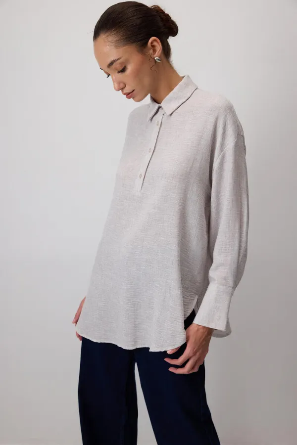 SHIRT COLLAR MELANGE TUNIC