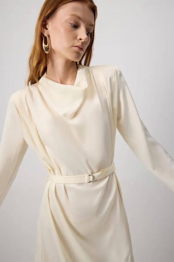 SATIN DRESS WITH PADDED LEGS