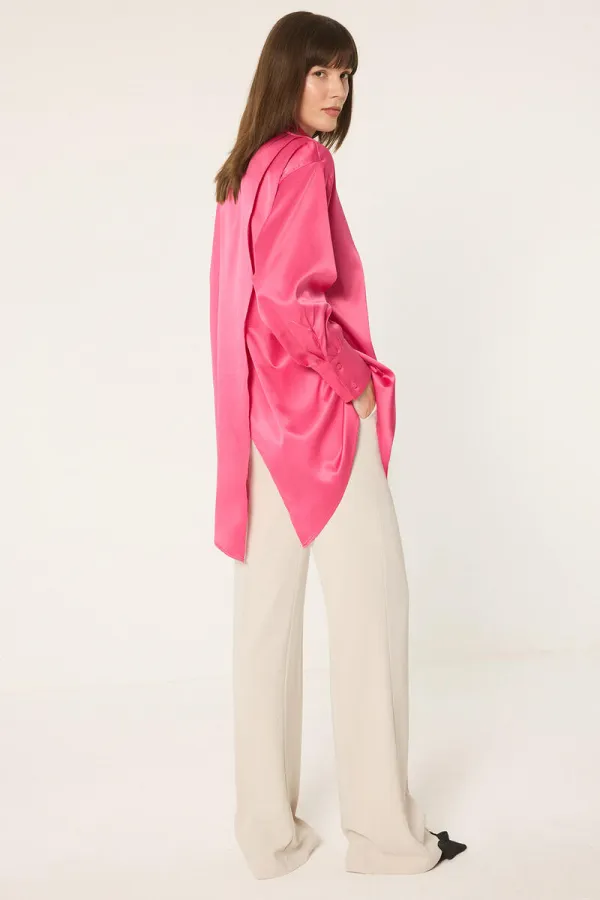 ASYMMETRICAL SATIN SHIRT
