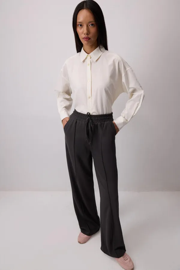 RIBBED PANTS WITH ELASTIC WAISTBAND RIBBED PANTS WITH ELASTIC WAISTBAND