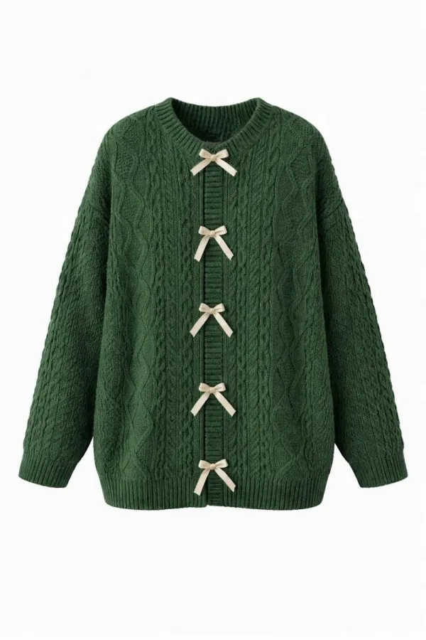 KNITTED CARDIGAN WITH BOW DETAIL
