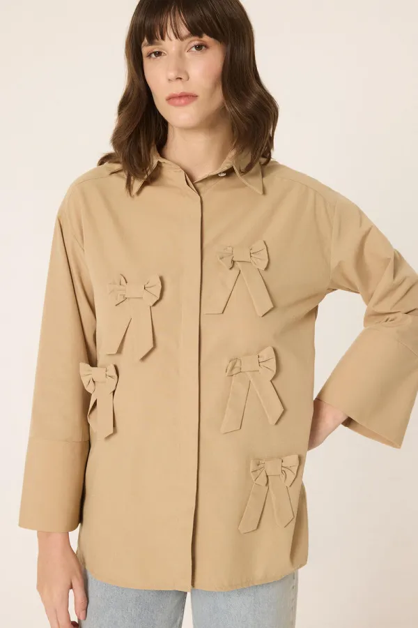 CHEMISE EN POPLINE AVEC NŒUD