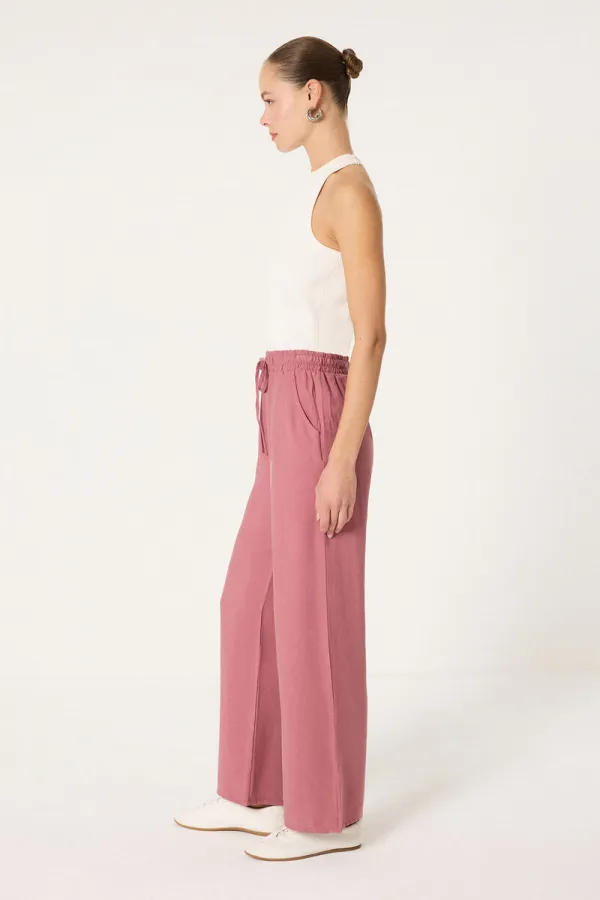 PANTALON À JAMBES LARGES AVEC TAILLE ÉLASTIQUE