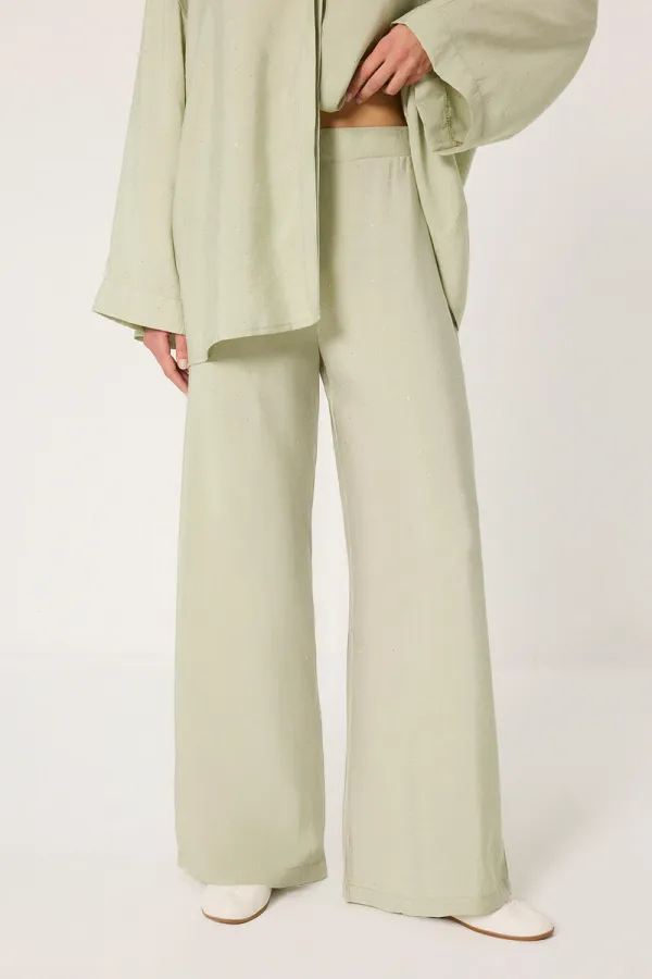 ENSEMBLE CHEMISE ET PANTALON EN MODAL ORNÉ DE PIERRES