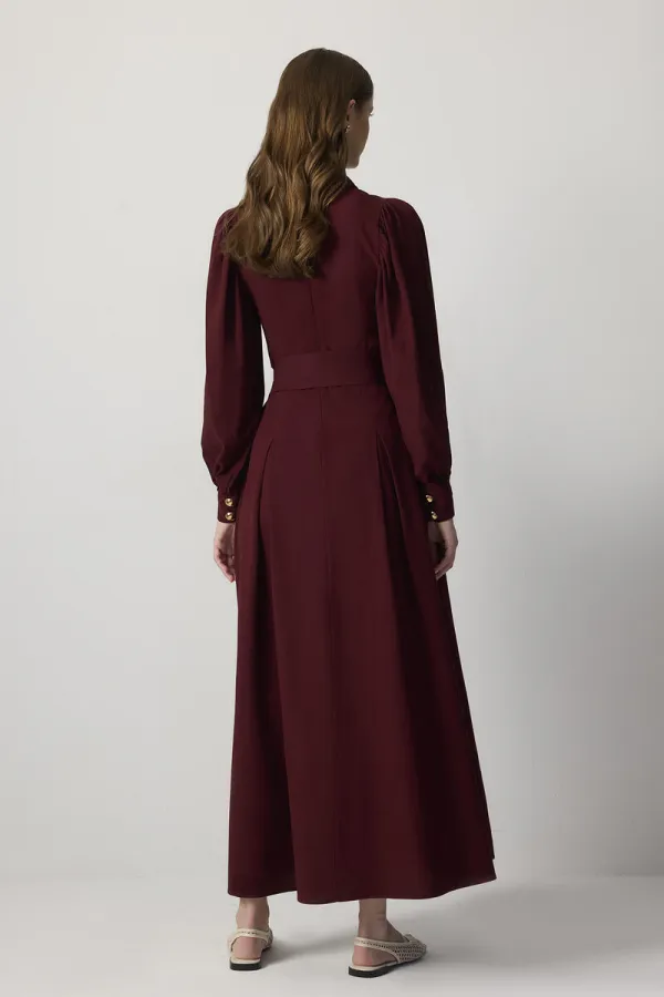 PLEATED SHIRT COLLAR DRESS