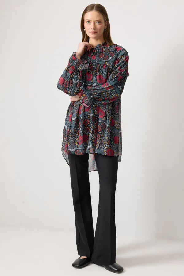 PATTERNED CHIFFON TUNIC