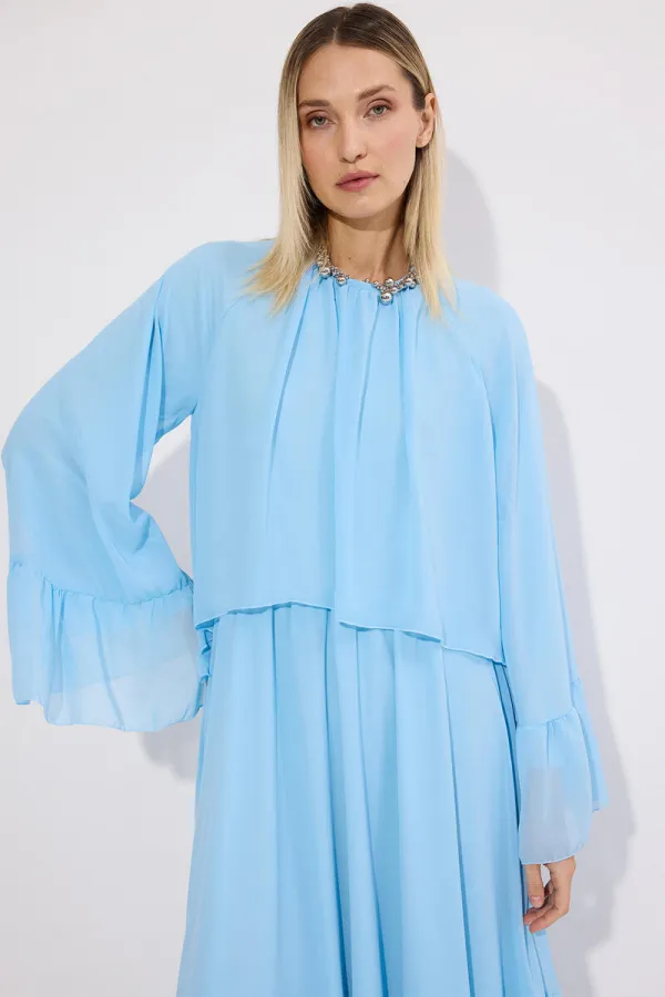 ROBE EN CHIFFON À VOLANTS