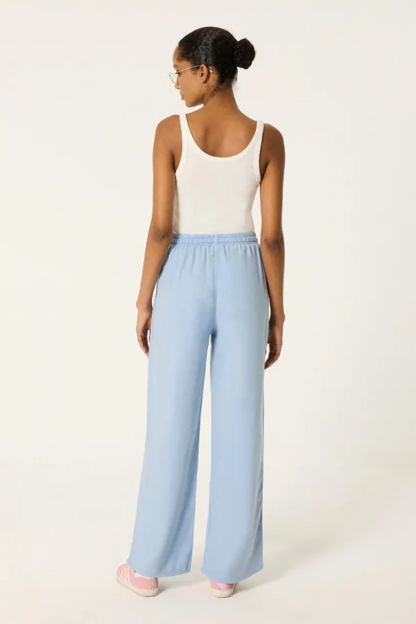 HIGH-WAISTED WASHED GABARDINE PANTS HIGH-WAISTED WASHED GABARDINE PANTS