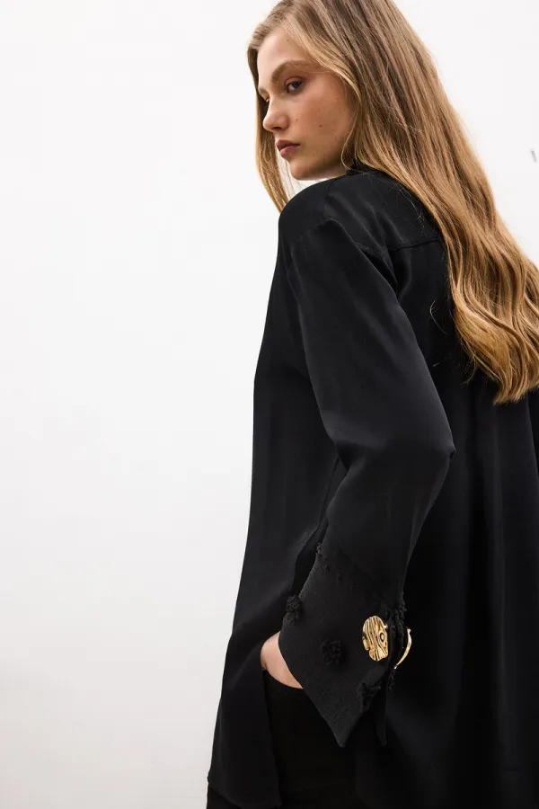 CHEMISE EN VISCOSE À DENTELLE FLORALE