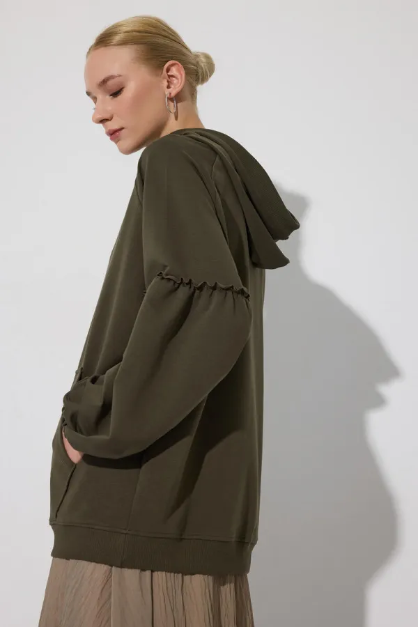 Balloon Sleeve Hooded Sweatshirt