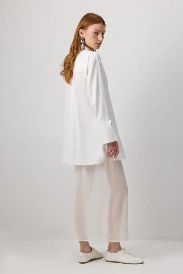 WIDE-CUFFS SATIN SHIRT