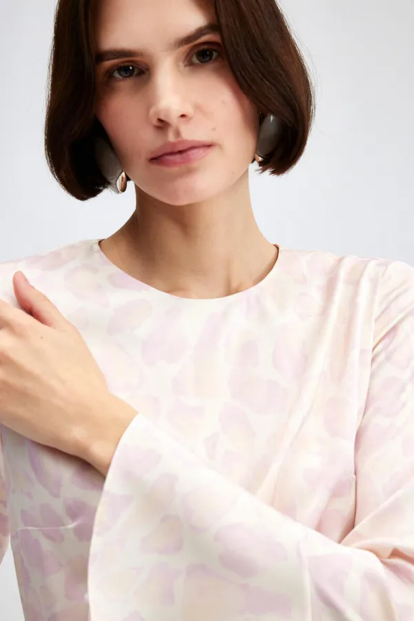 RUFFLE DETAIL PATTERNED DRESS RUFFLE DETAIL PATTERNED DRESS