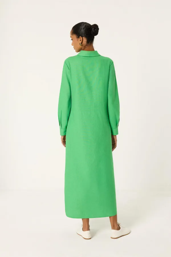 BELTED SHIRT COLLAR DRESS