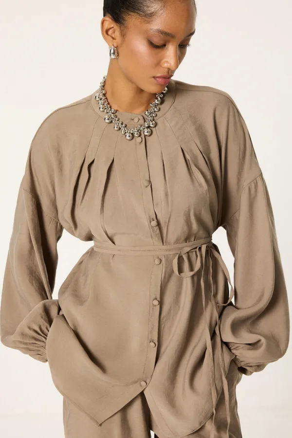 ENSEMBLE TUNIQUE ET PANTALON PLISSÉS EN MODALE