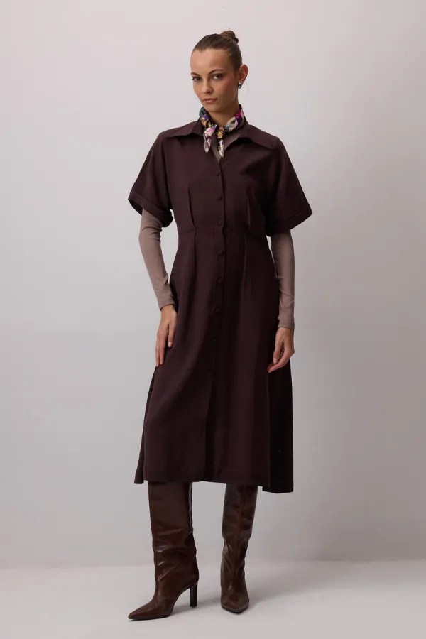 ROBE CHEMISE EN MODAL À MANCHES COURTES