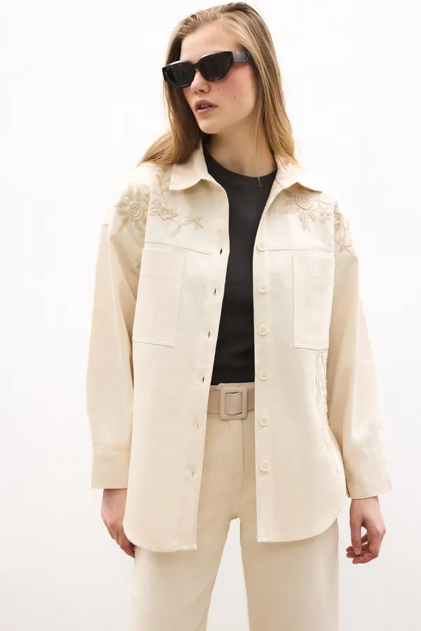 EMBROIDERED GABARDINE SHIRT - JACKET EMBROIDERED GABARDINE SHIRT - JACKET