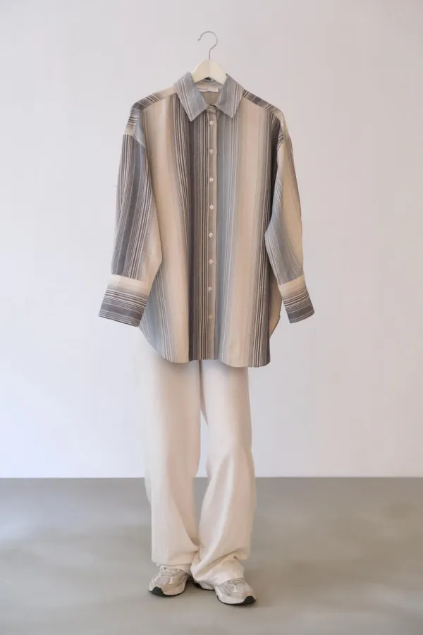 STRIPED COTTON BLEND OVERSIZE SHIRT