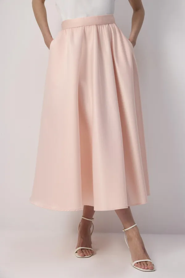 JUPE EN SATIN À VOLANTS