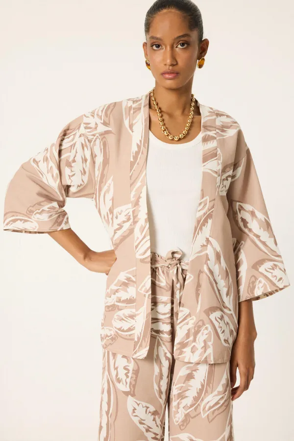 DESENLİ  KİMONO PANTOLON TAKIM