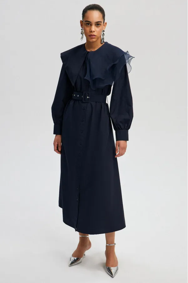 ORGANZA COLLAR POPLIN DRESS ORGANZA COLLAR POPLIN DRESS