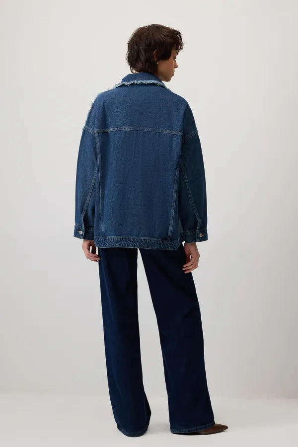 PÜSKÜLLÜ PARÇALI DENIM CEKET