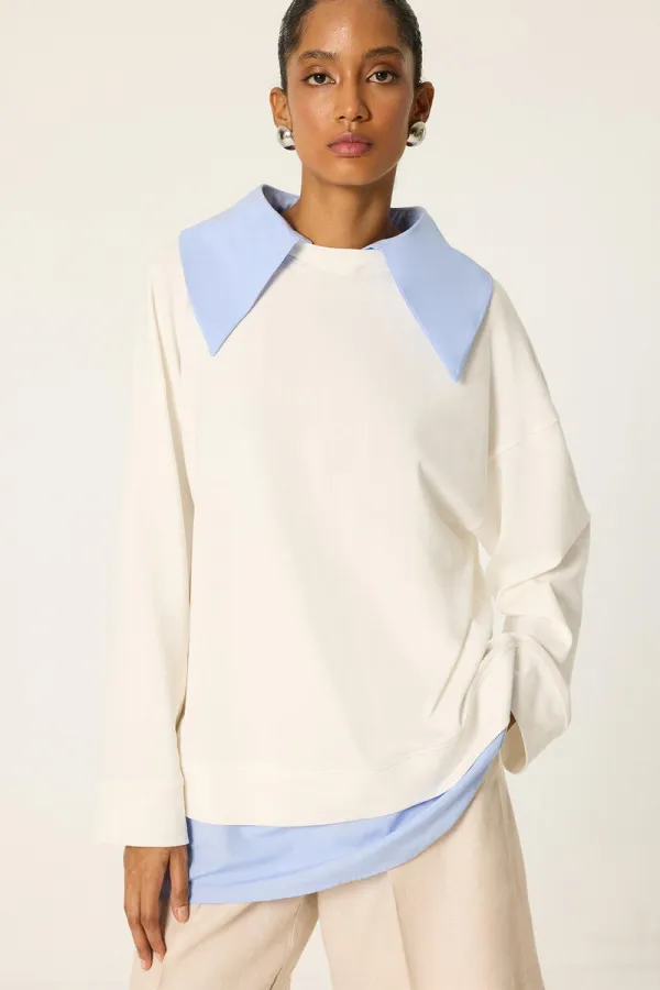 SHIRT COLLAR THIN SWEATSHIRT SHIRT COLLAR THIN SWEATSHIRT