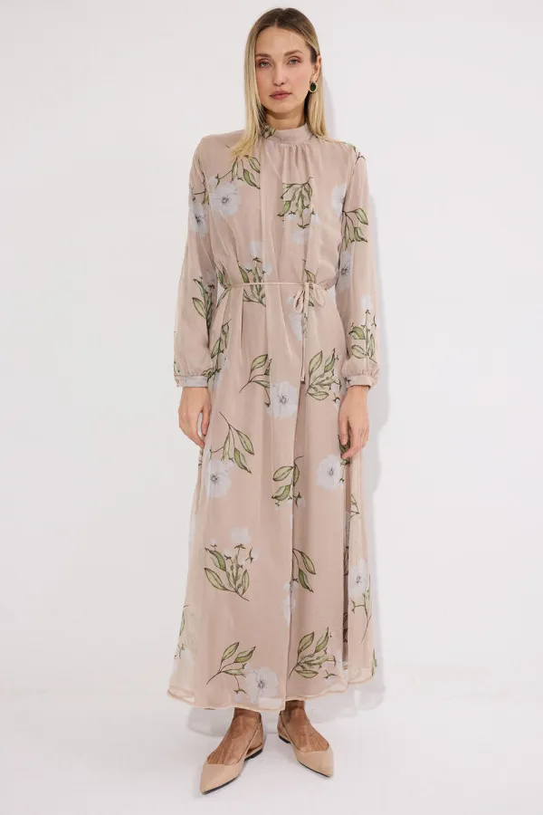 Robe longue doublée en mousseline