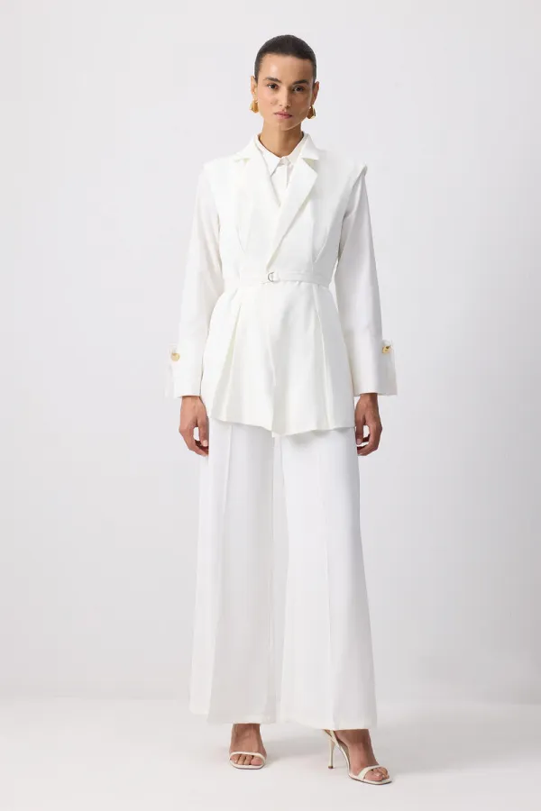 PİLELİ KRUVAZE YELEK PANTOLON TAKIM