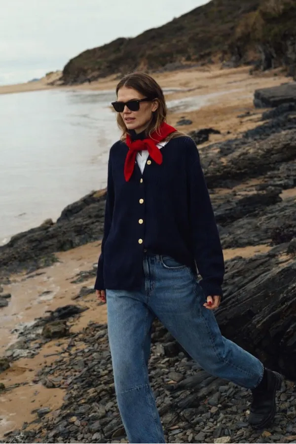 LONG CARDIGAN WITH GOLD BUTTONS