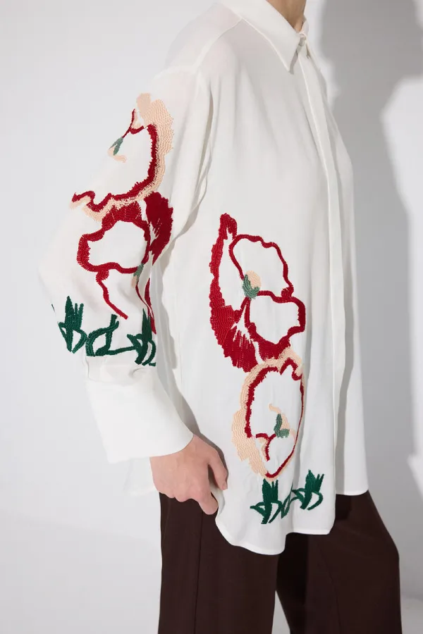 CHEMISE EN VISCOSE BRODÉE