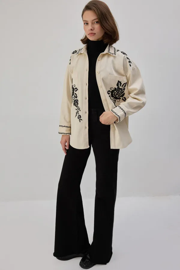 NAKIŞLI GABARDİN GÖMLEK