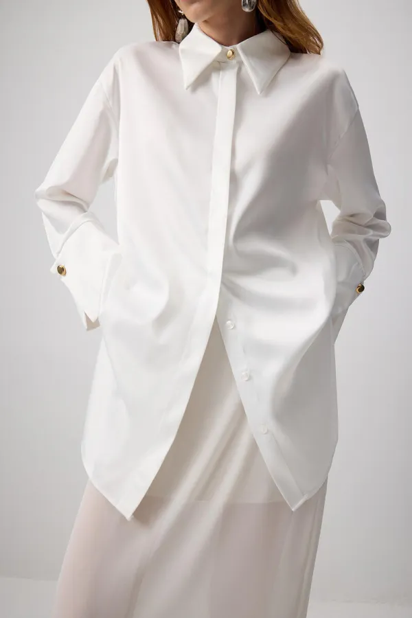 WIDE-CUFFS SATIN SHIRT