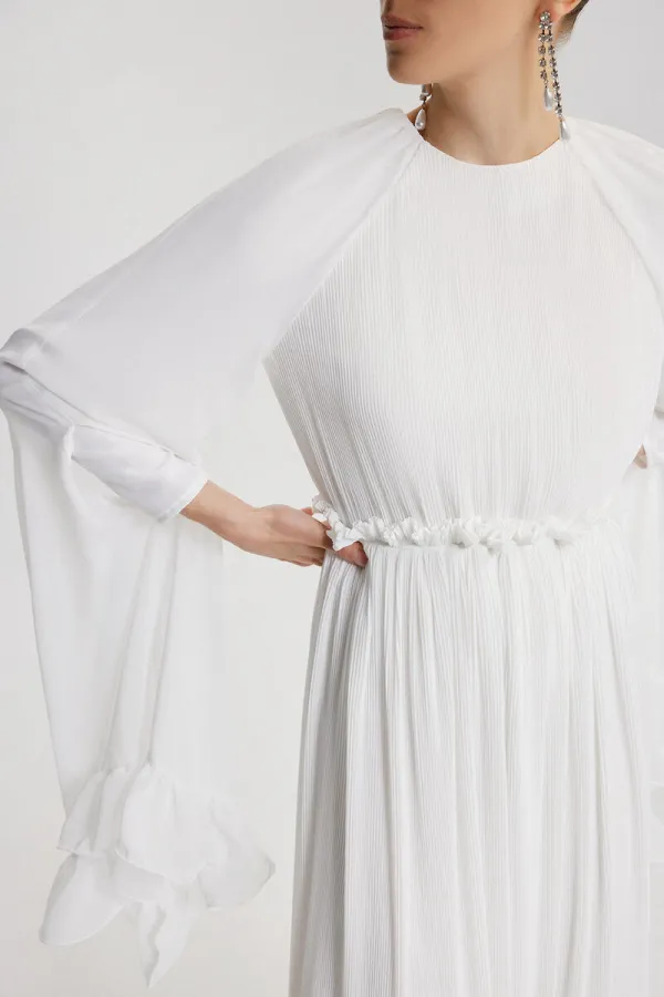 VOLANLI ŞİFON ELBİSE