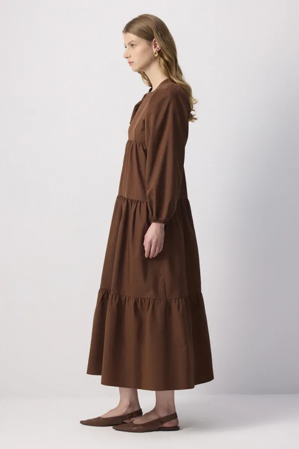 %100 KETEN BÜZGÜLÜ ELBİSE