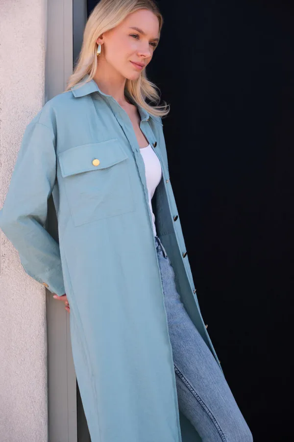 CEPLİ KUPRA UZUN CEKET