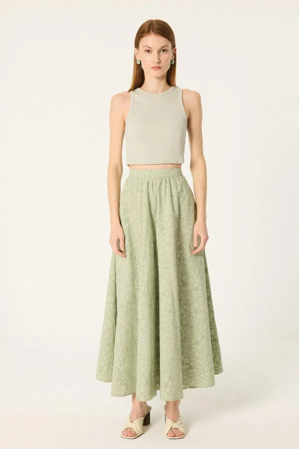 PATTERNED POPLIN SKIRT PATTERNED POPLIN SKIRT