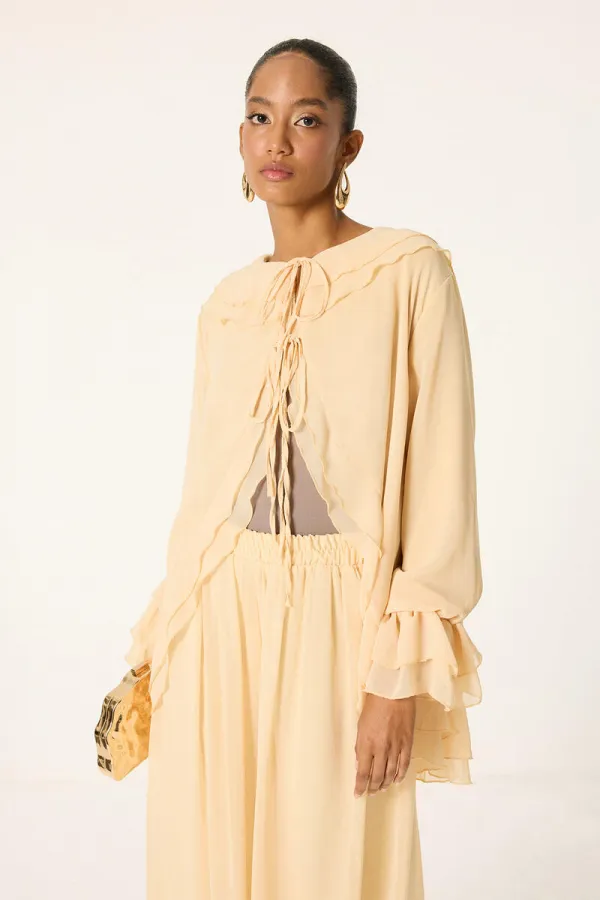 ENSEMBLE 2 PIÈCES EN CHIFFON À NŒUD SUR LE DEVANT