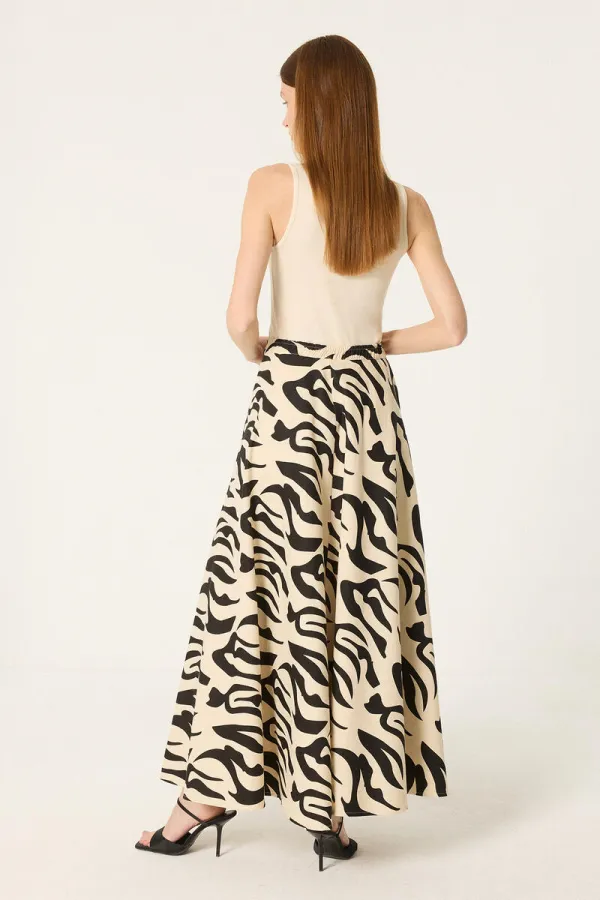 PATTERNED THIN GABARDINE SKIRT PATTERNED THIN GABARDINE SKIRT
