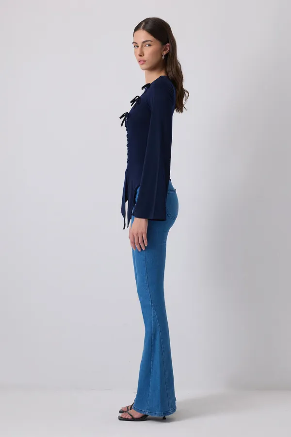 FİYONK DETAYLI DRAPELİ BLUZ