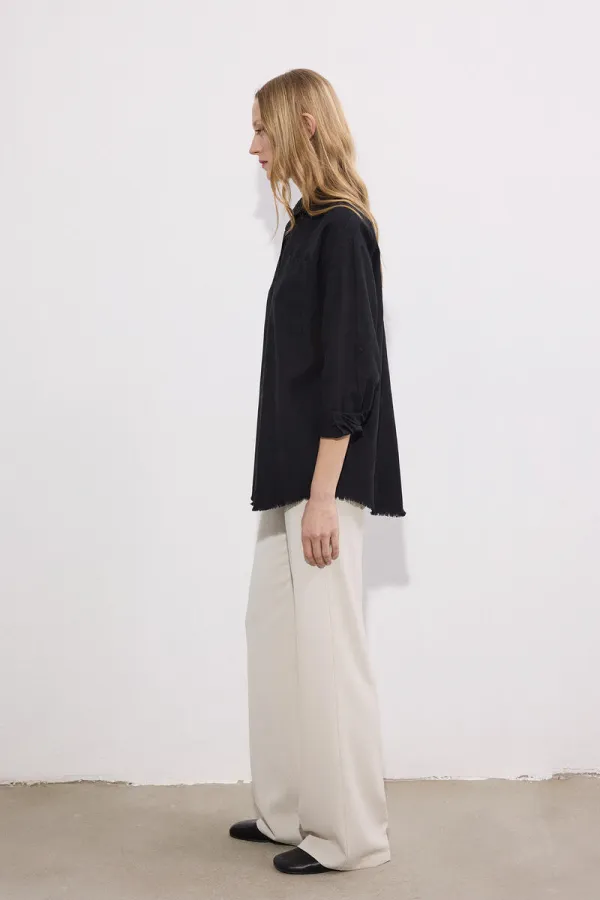 ETEK UCU PÜSKÜLLÜ POPLİN GÖMLEK